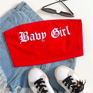 Shein Red “Baby Girl” Tube Top
